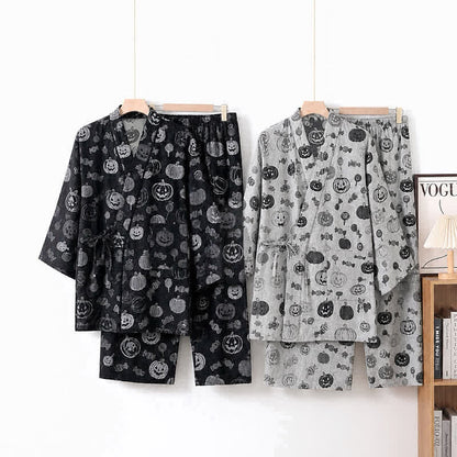 Pumpkin Candy Cotton Kimono Pajama Set - image 0