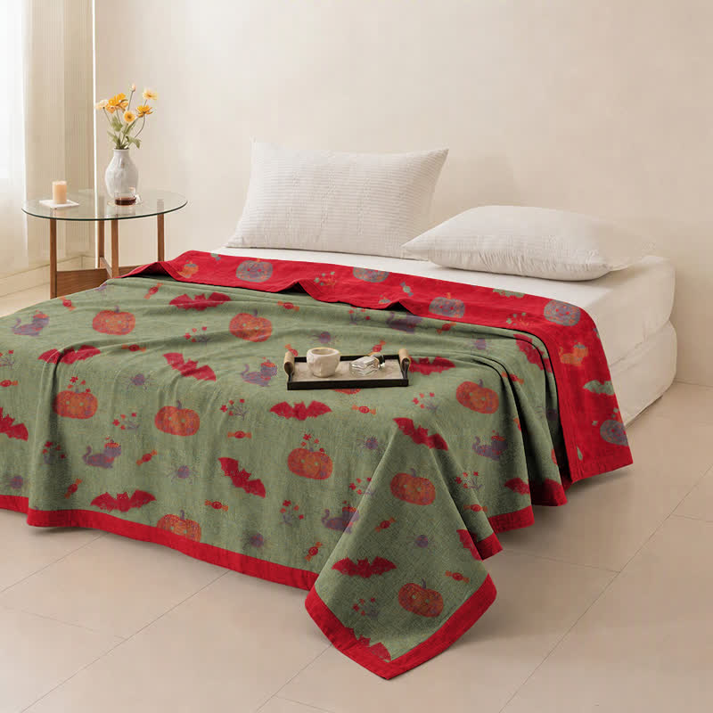 Halloween Pumpkin Cat Spider Cotton Blanket - image 10