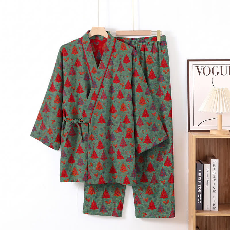 Christmas Tree Cotton Kimono Loungewear Set - image 2