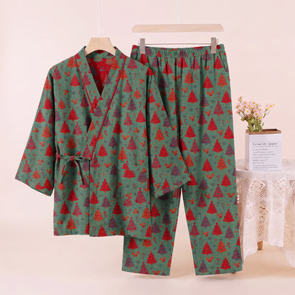 Christmas Tree Cotton Kimono Loungewear Set - image 3