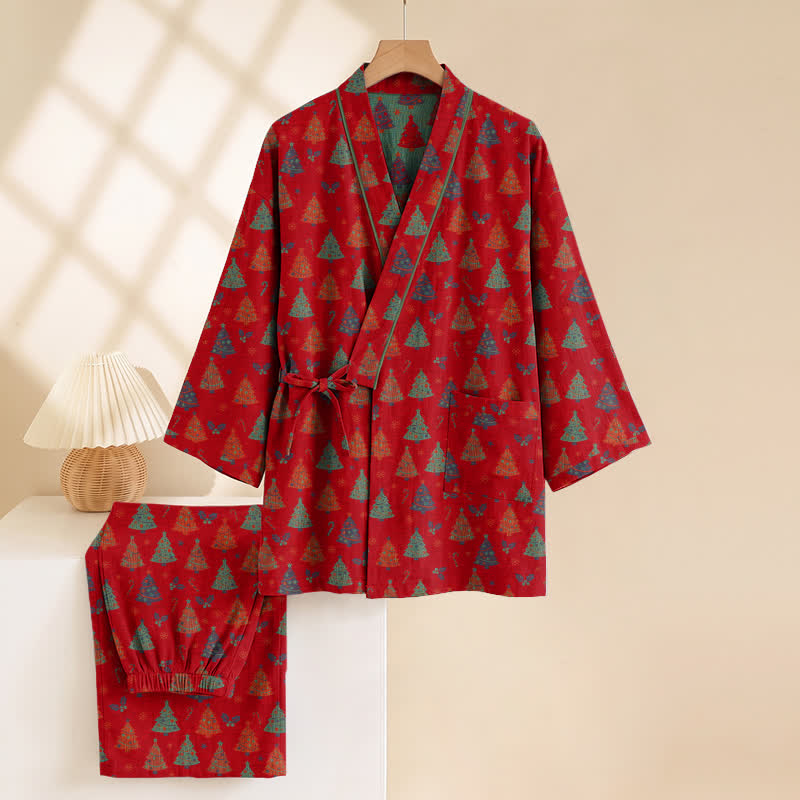 Christmas Tree Cotton Kimono Loungewear Set - image 12