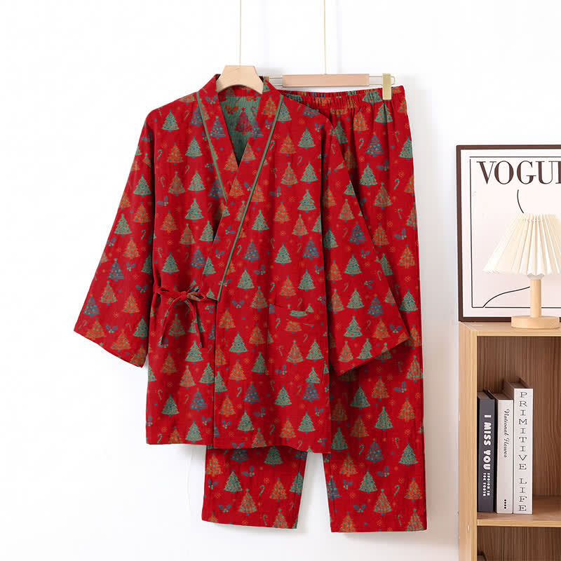 Christmas Tree Cotton Kimono Loungewear Set - image 9