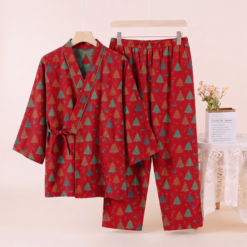 Christmas Tree Cotton Kimono Loungewear Set - image 10