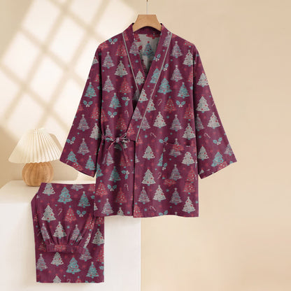 Christmas Tree Cotton Kimono Loungewear Set - image 20