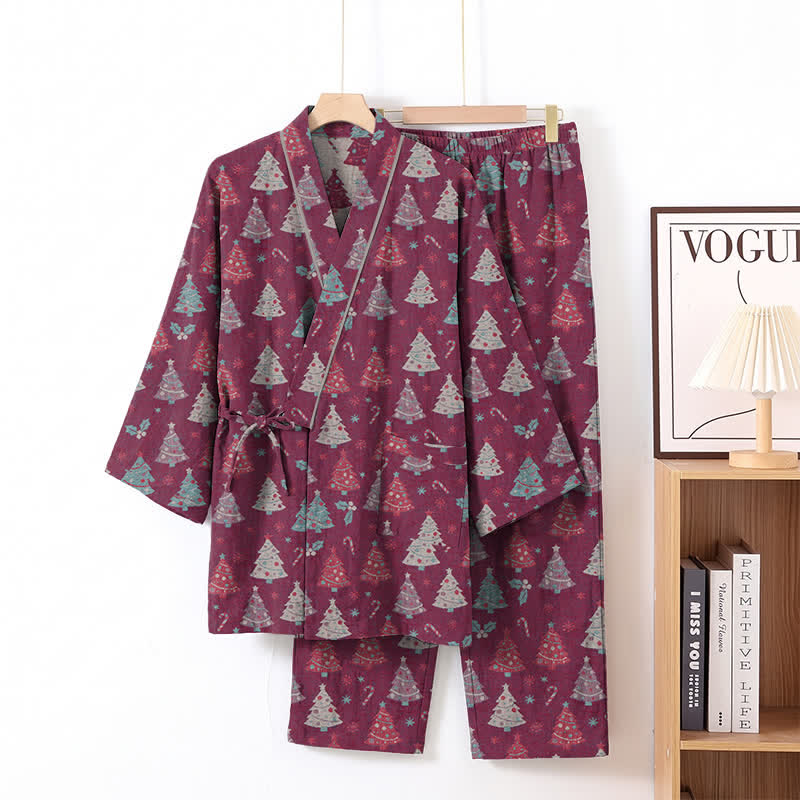 Christmas Tree Cotton Kimono Loungewear Set - image 17