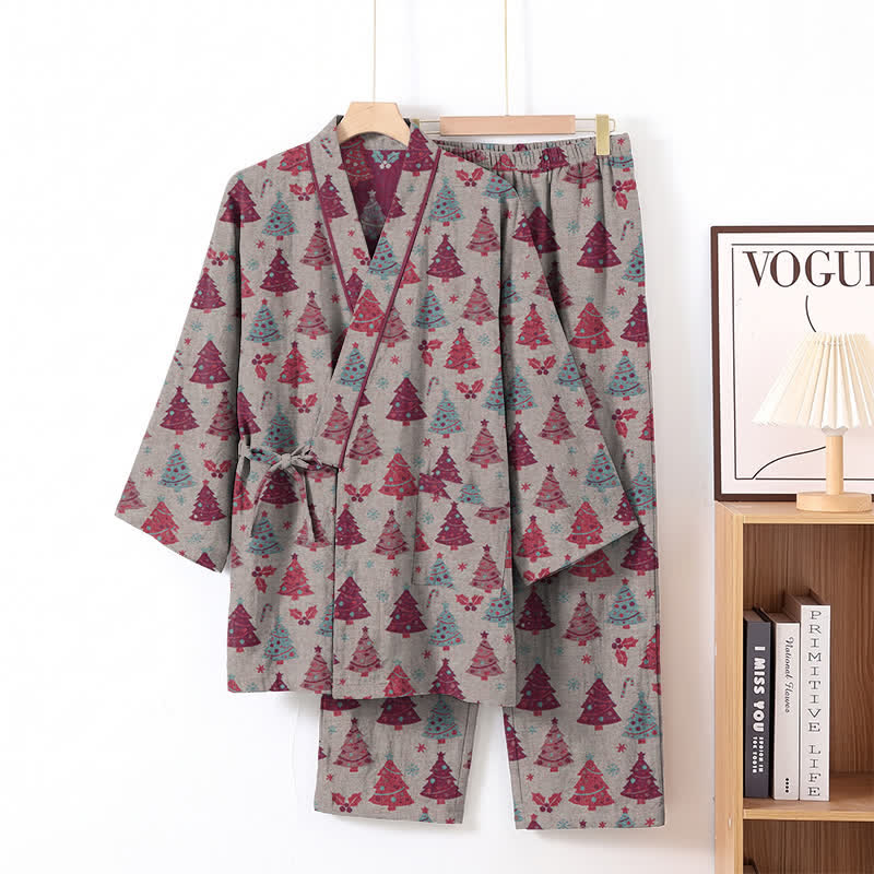 Christmas Tree Cotton Kimono Loungewear Set - image 25