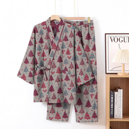 Christmas Tree Cotton Kimono Loungewear Set - image 25