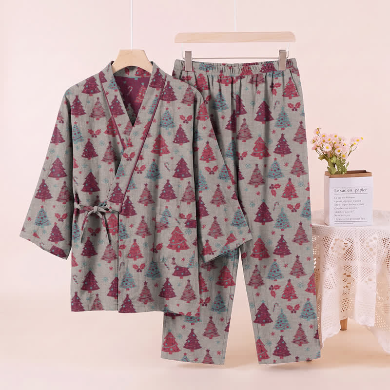 Christmas Tree Cotton Kimono Loungewear Set - image 26