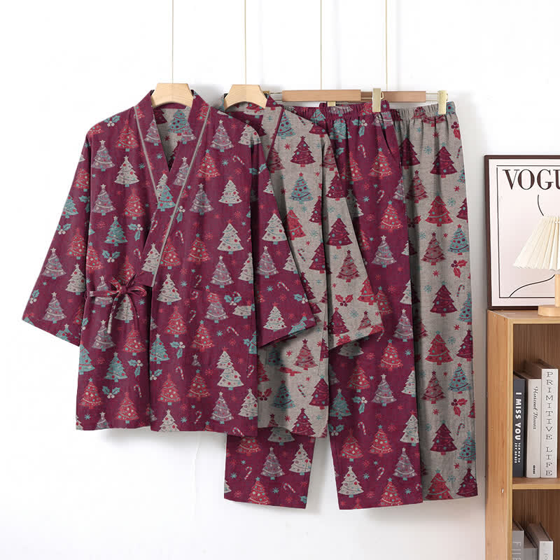 Christmas Tree Cotton Kimono Loungewear Set - image 16