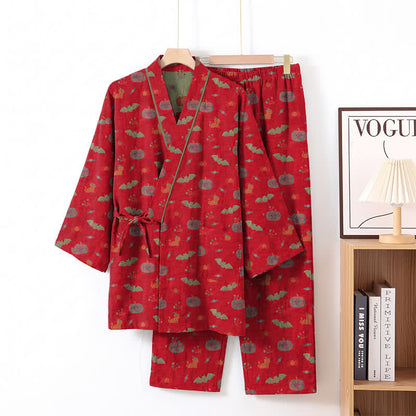 Halloween Pumpkin Bat Cotton Pajama Set - image 2