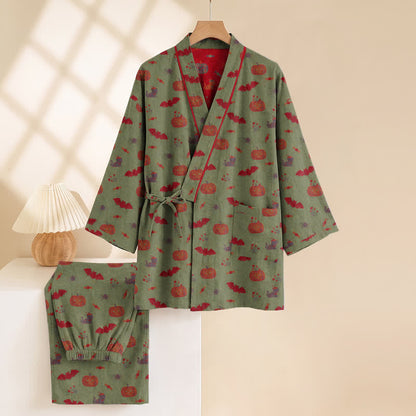 Halloween Pumpkin Bat Cotton Pajama Set - image 14