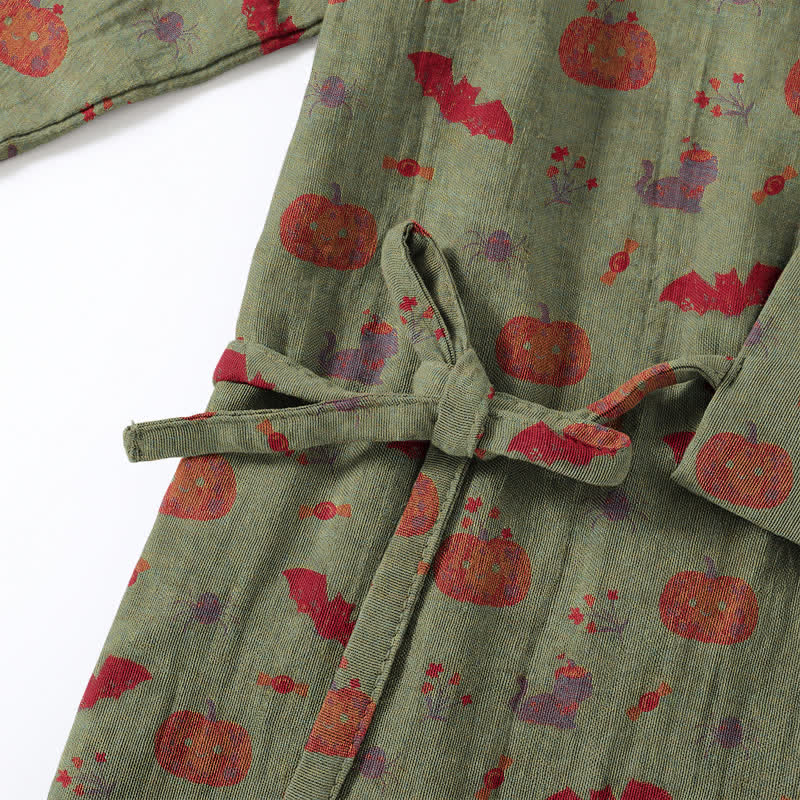 Halloween Pumpkin Bat Cotton Pajama Set - image 15