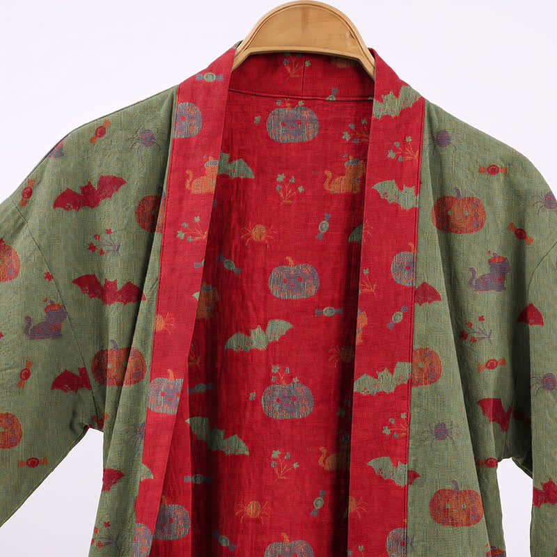 Halloween Pumpkin Cat Cotton Kimono Robe - image 8