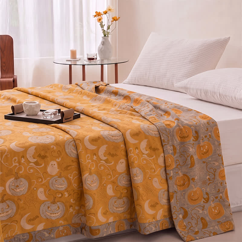 Orange Halloween Pumpkin Cotton Blanket - image 3