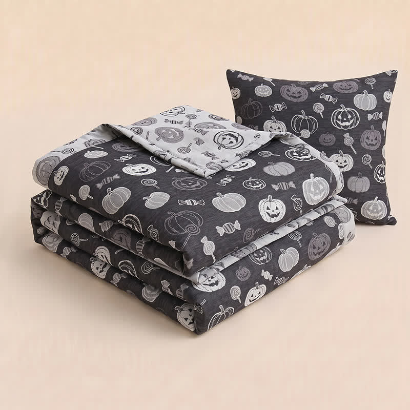 Black Halloween Pumpkin Candy Cotton Blanket - image 4
