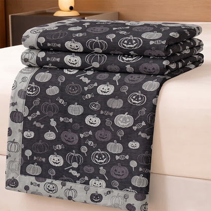Black Halloween Pumpkin Candy Cotton Blanket - image 1