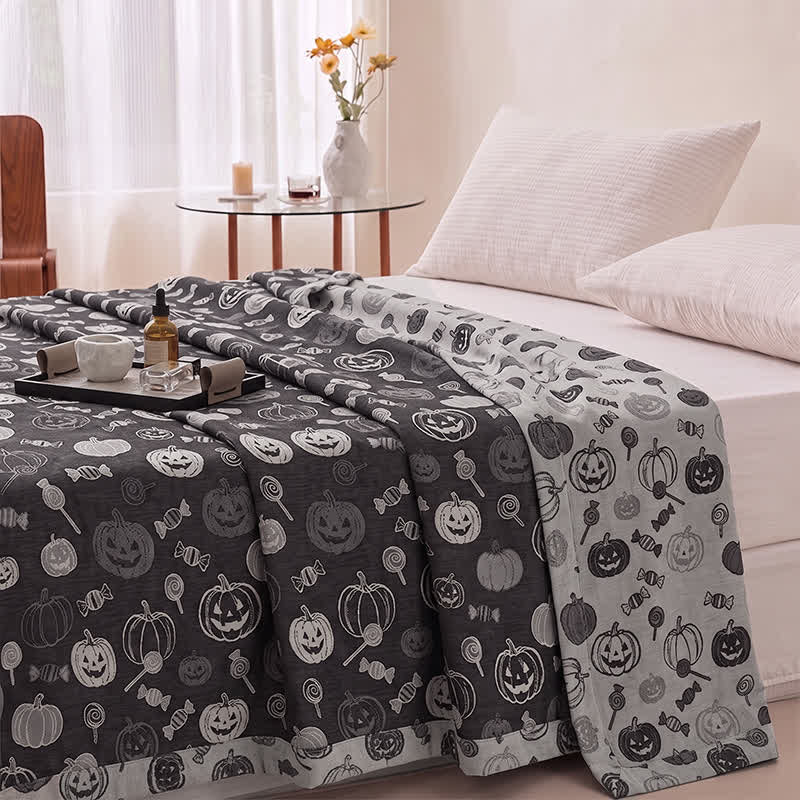 Black Halloween Pumpkin Candy Cotton Blanket - image 3