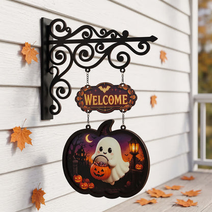 Spooky & Cute Pumpkin Hanging Wooden Door Sign - Trick or Treat - 4PCS - 10"W x 15"H - image 5