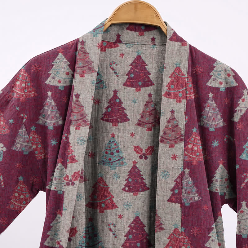 Christmas Tree Cotton Gauze Kimono Robe - image 14