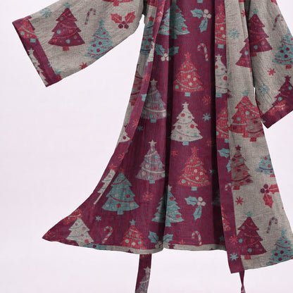 Christmas Tree Cotton Gauze Kimono Robe - image 22