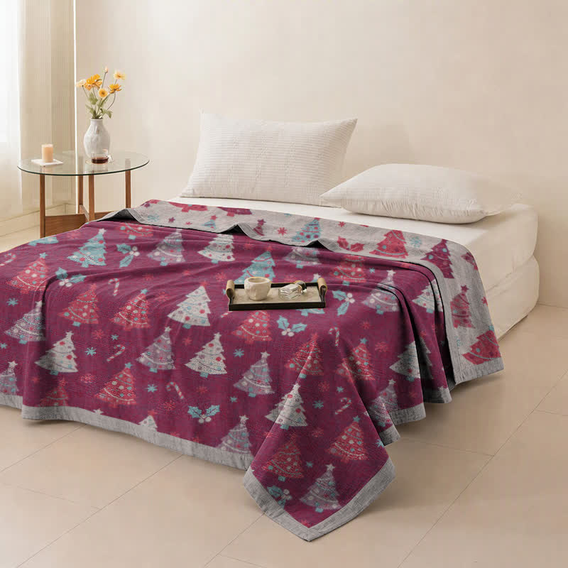 Festive Christmas Tree Cotton Gauze Blanket - image 16