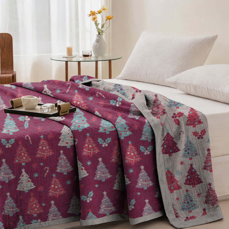 Festive Christmas Tree Cotton Gauze Blanket - image 14
