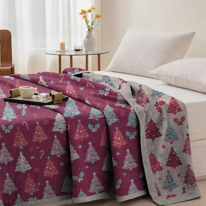 Festive Christmas Tree Cotton Gauze Blanket - image 14