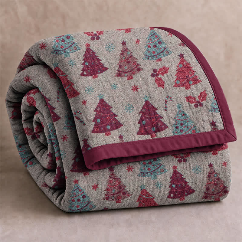 Festive Christmas Tree Cotton Gauze Blanket - image 19