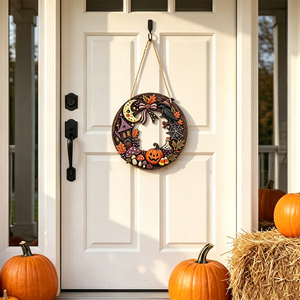 Halloween Wooden Wreath Sign with Jute Rope - image 5