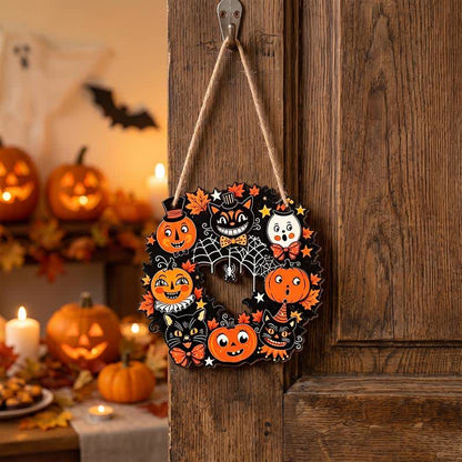 Halloween Wooden Wreath Sign with Jute Rope - image 1