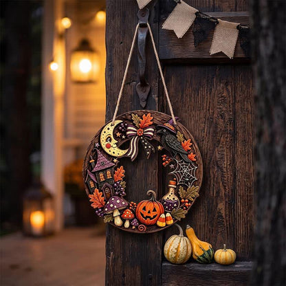 Halloween Wooden Wreath Sign with Jute Rope - image 4