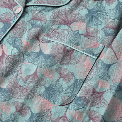 Ginkgo Leaf Cotton Notched‑Collar Loungewear Set - image 4