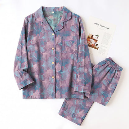 Ginkgo Leaf Cotton Notched‑Collar Loungewear Set - image 9