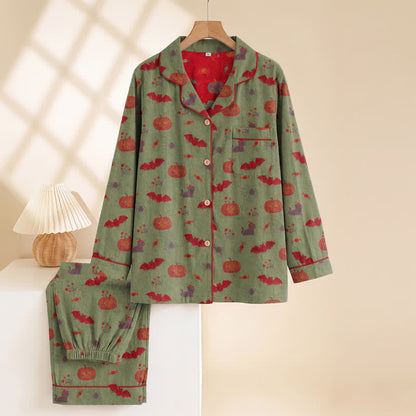 Halloween Pumpkin Bat Cotton Loungewear Set - image 7