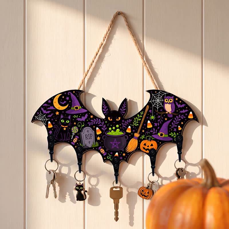 Halloween Bat Shaped Wooden Key Holder - image 3