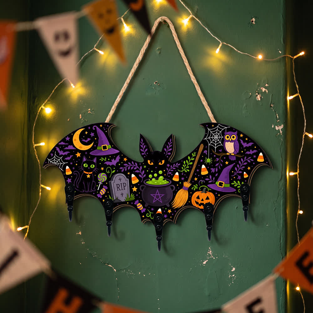 Halloween Bat Shaped Wooden Key Holder - image 5