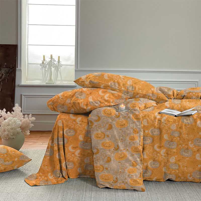 Halloween Pumpkin Moon Cotton Bedding Set - image 6