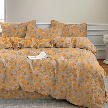 Halloween Pumpkin Moon Cotton Bedding Set - Beige - Bedding Set(4PCS) - King - image 8