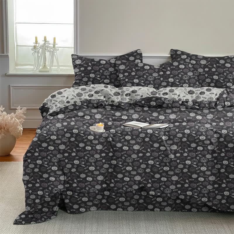 Halloween Monochrome Pumpkin Cotton Bedding Set - image 1