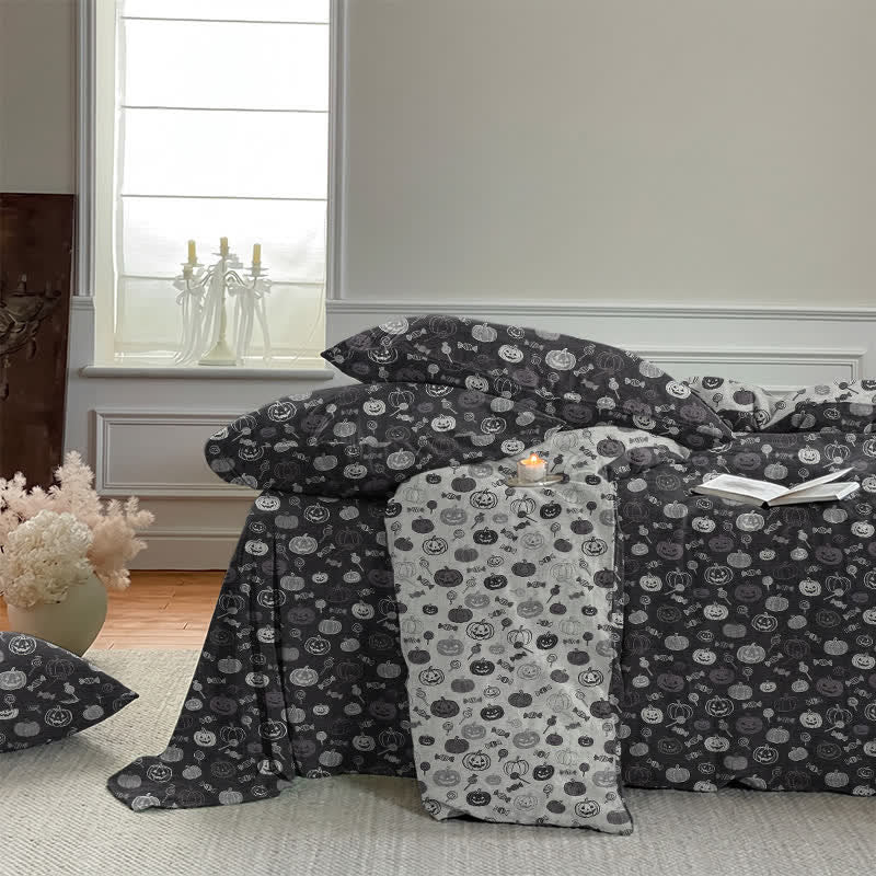 Halloween Monochrome Pumpkin Cotton Bedding Set - image 6