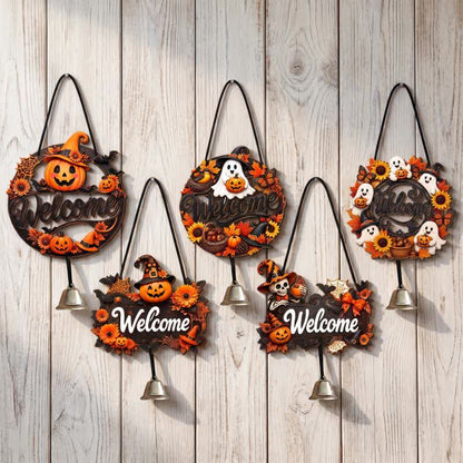 Gothic Wooden Halloween Welcome Door Sign - Set 5 Patterns - 5PCS - image 6
