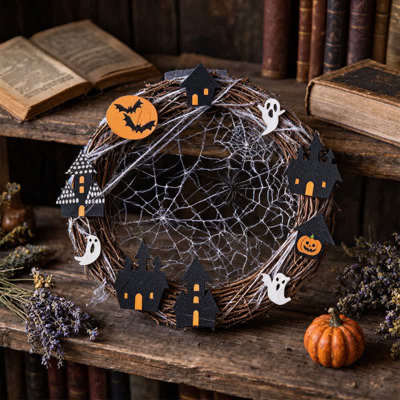 Halloween Twig Wreath With Spiderweb Ornaments - image 2