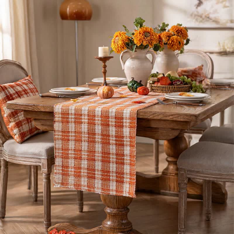 Orange Plaid Table Runner - image 2
