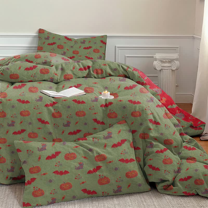 Halloween Pumpkin Bat Cotton Bedding Set - image 12