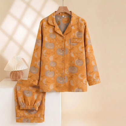 Orange Halloween Pumpkin Cotton Loungewear Set - image 1
