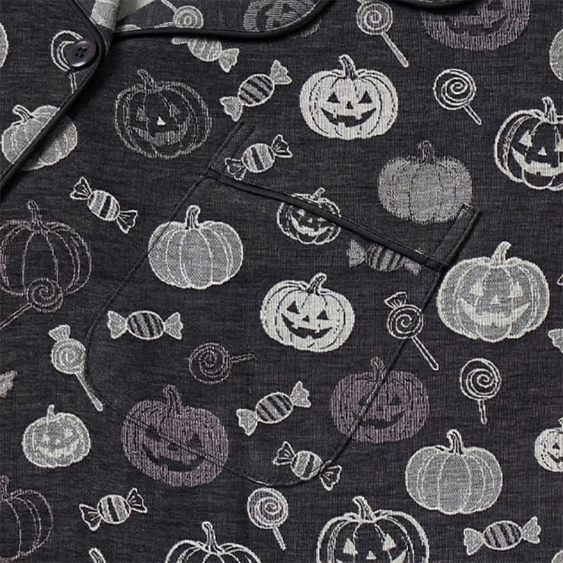 Black Halloween Pumpkin Candy Cotton Loungewear Set - image 4
