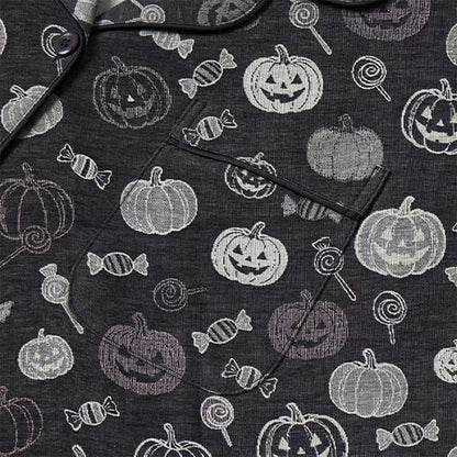 Black Halloween Pumpkin Candy Cotton Loungewear Set - image 4