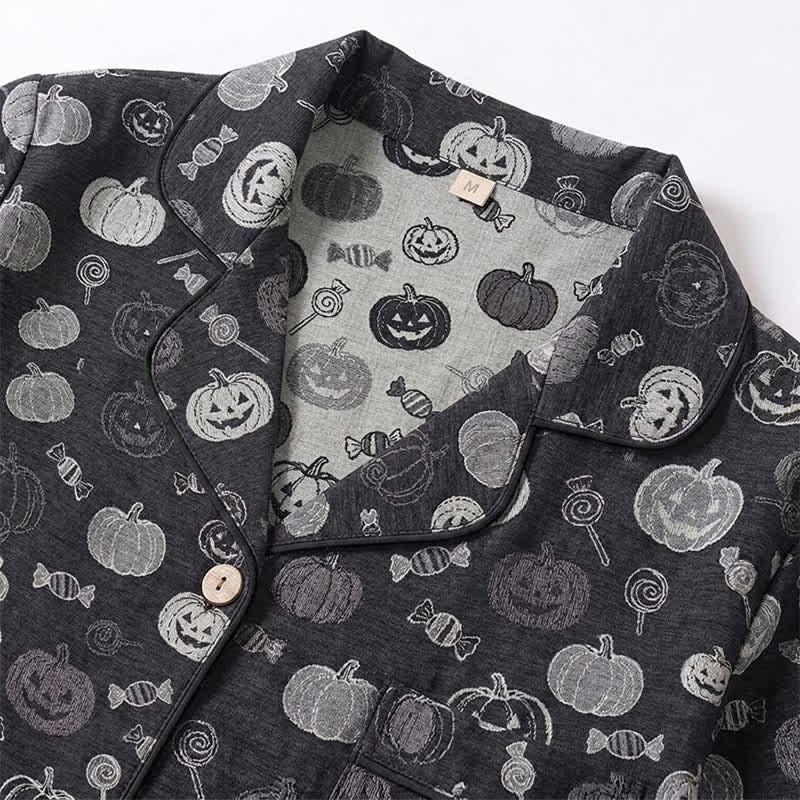 Black Halloween Pumpkin Candy Cotton Loungewear Set - image 3