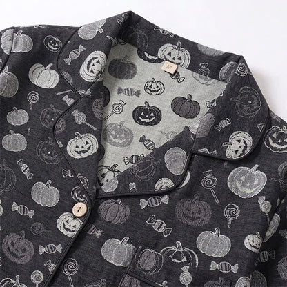 Black Halloween Pumpkin Candy Cotton Loungewear Set - image 3