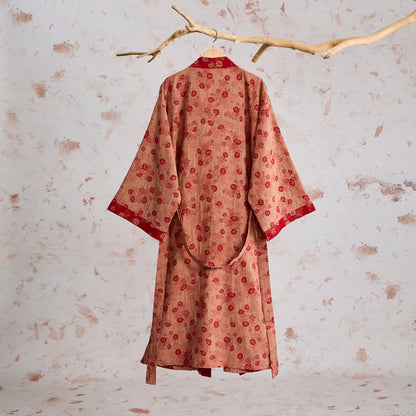 Retro Flower Cotton Gauze Kimono Robe - image 9